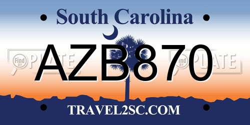 AZB870 South Carolina License Plate