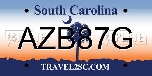 AZB87G South Carolina License Plate