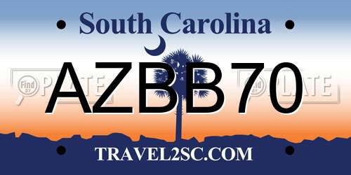 AZBB70 South Carolina License Plate