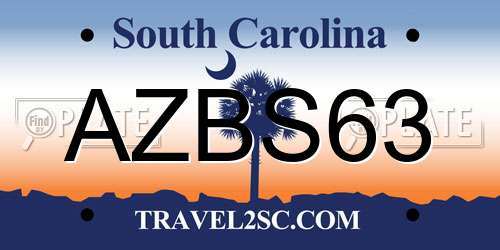 AZBS63 South Carolina License Plate