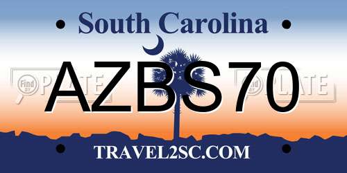 AZBS70 South Carolina License Plate