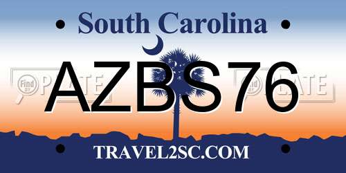 AZBS76 South Carolina License Plate