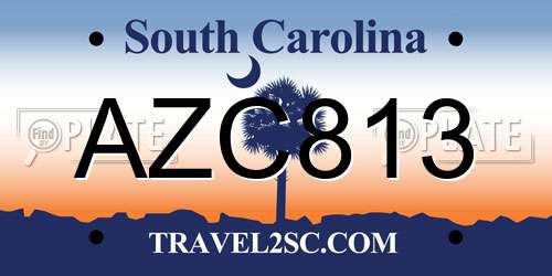 AZC813 South Carolina License Plate