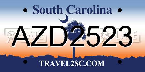 AZD2523 South Carolina License Plate