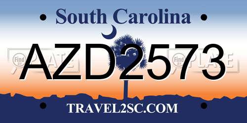AZD2573 South Carolina License Plate