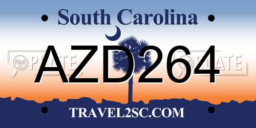 AZD264 South Carolina License Plate