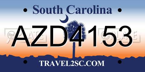 AZD4153 South Carolina License Plate