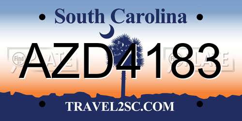 AZD4183 South Carolina License Plate