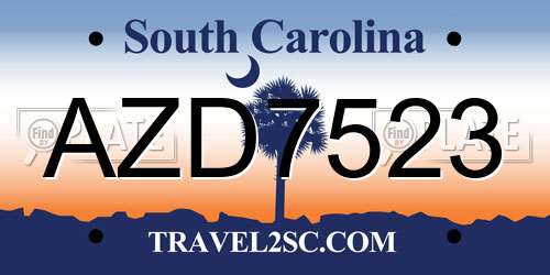 AZD7523 South Carolina License Plate