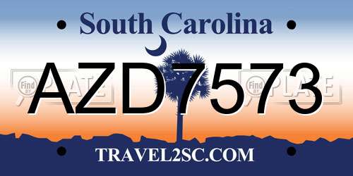 AZD7573 South Carolina License Plate