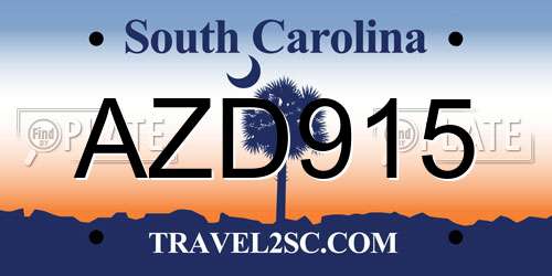 AZD915 South Carolina License Plate