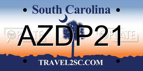 AZDP21 South Carolina License Plate