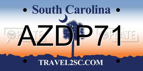 AZDP71 South Carolina License Plate