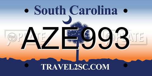 AZE993 South Carolina License Plate
