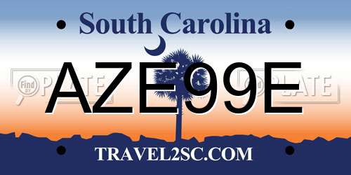AZE99E South Carolina License Plate