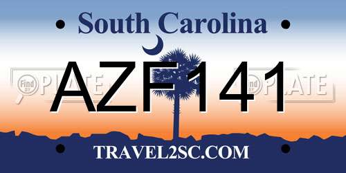 AZF141 South Carolina License Plate