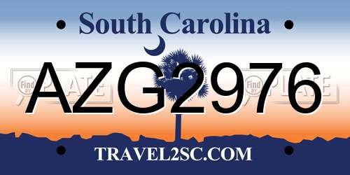 AZG2976 South Carolina License Plate