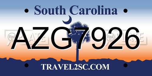 AZG7926 South Carolina License Plate