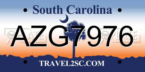 AZG7976 South Carolina License Plate