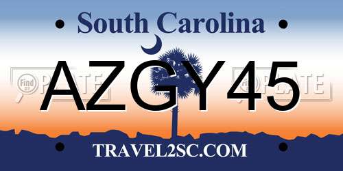 AZGY45 South Carolina License Plate