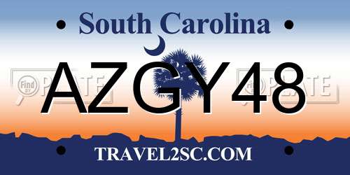 AZGY48 South Carolina License Plate