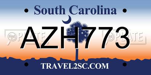 AZH773 South Carolina License Plate