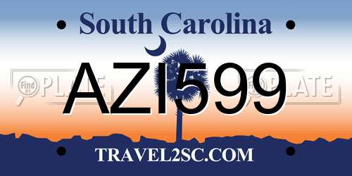 AZI599 South Carolina License Plate