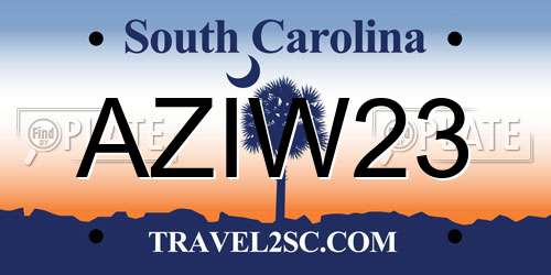 AZIW23 South Carolina License Plate