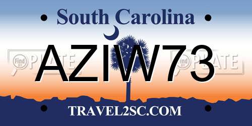 AZIW73 South Carolina License Plate