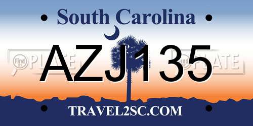 AZJ135 South Carolina License Plate