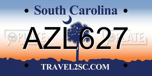 AZL627 South Carolina License Plate