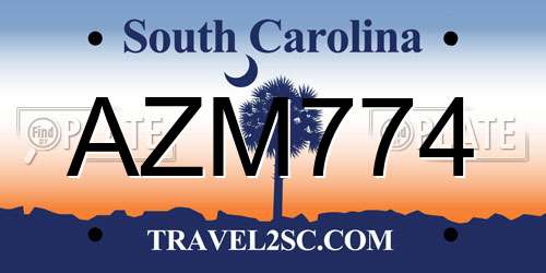 AZM774 South Carolina License Plate