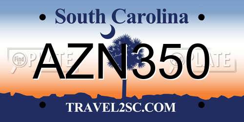 AZN350 South Carolina License Plate