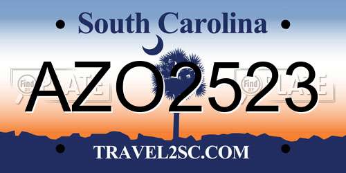 AZO2523 South Carolina License Plate