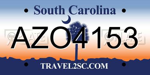 AZO4153 South Carolina License Plate