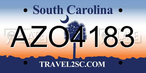 AZO4183 South Carolina License Plate