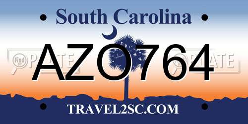 AZO764 South Carolina License Plate
