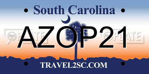 AZOP21 South Carolina License Plate