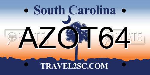 AZOT64 South Carolina License Plate