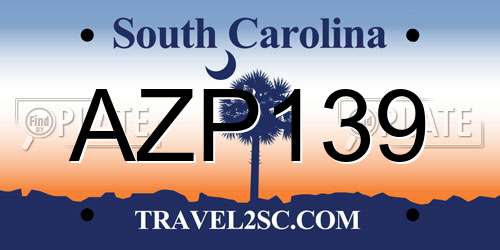 AZP139 South Carolina License Plate