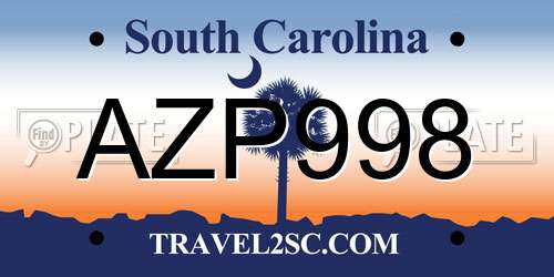AZP998 South Carolina License Plate
