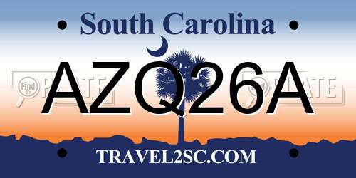 AZQ26A South Carolina License Plate