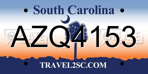 AZQ4153 South Carolina License Plate