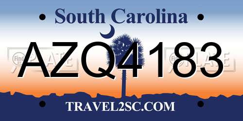 AZQ4183 South Carolina License Plate