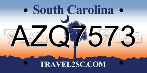 AZQ7573 South Carolina License Plate