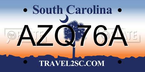 AZQ76A South Carolina License Plate
