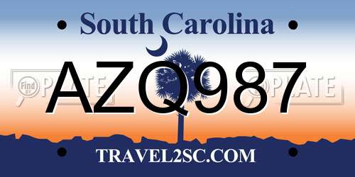 AZQ987 South Carolina License Plate