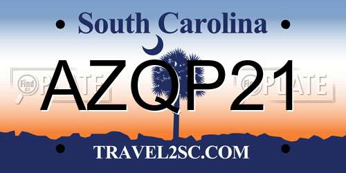 AZQP21 South Carolina License Plate
