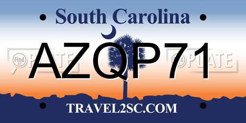 AZQP71 South Carolina License Plate