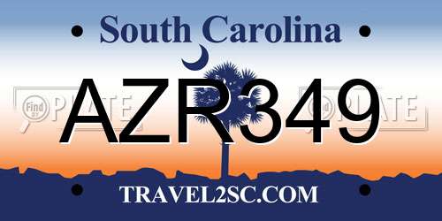AZR349 South Carolina License Plate